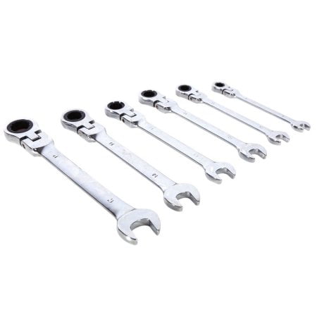 6pcs Set of Combination Wrench Hinged Socket Repair Tool Hand 8,10,12,13,14,17mm Wrench KEKEYANG Hinged Ratchet Spanners 
